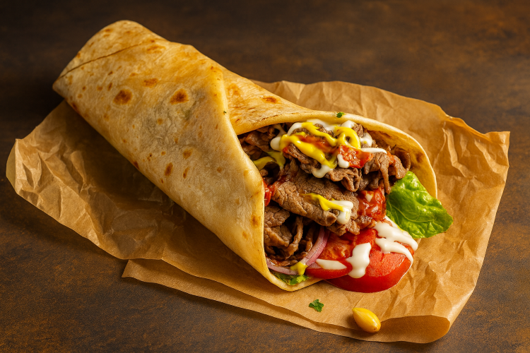 טורטייה ביף מן עם בשר ורטבים